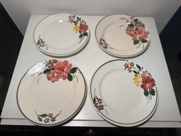 Teller Nyon, handbemalt Blumenmuster, 4x 20cm, 5x 23cm
