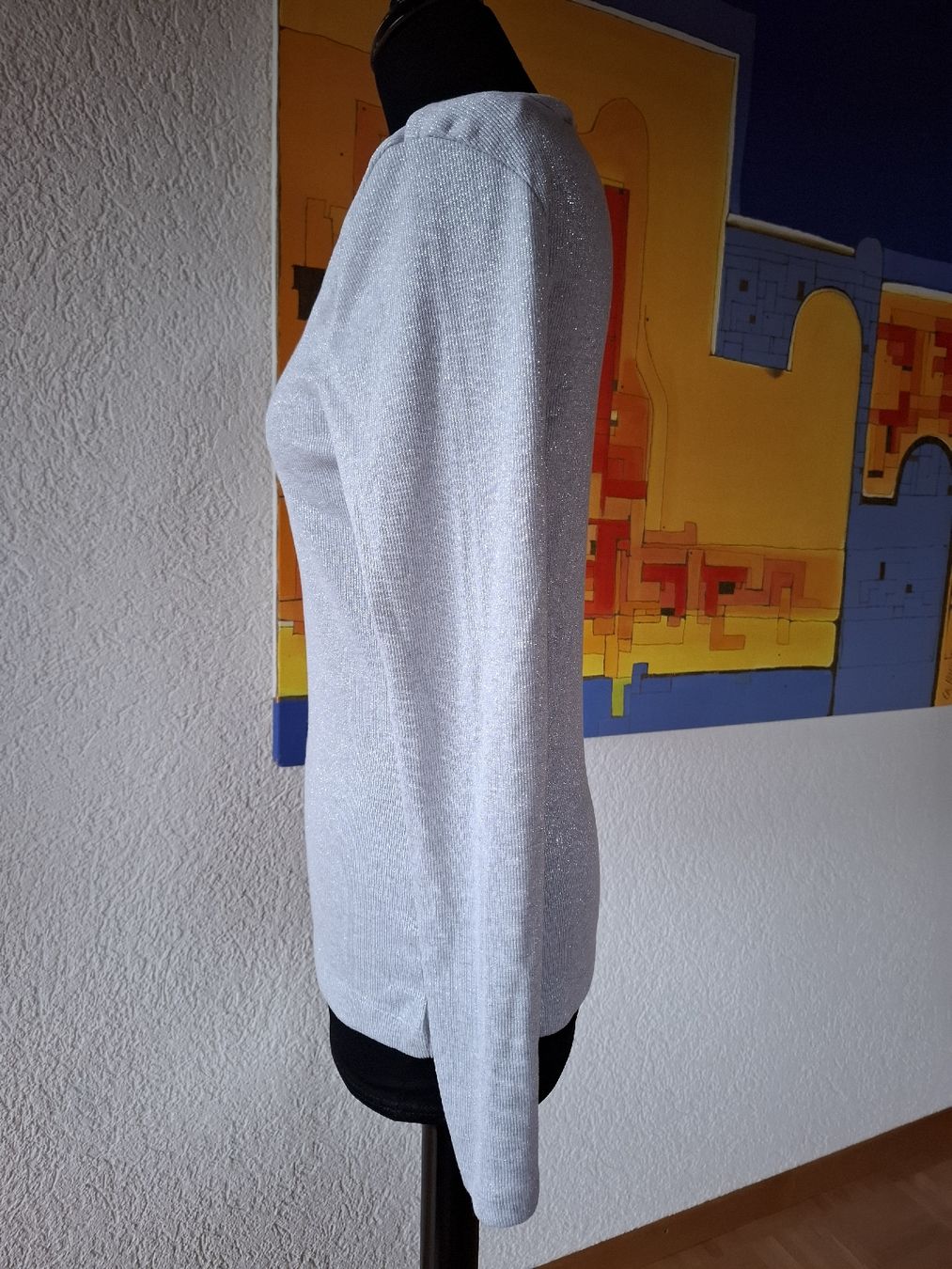 T-shirt: Gr M 38 damen Langarm shirt Silber grau basic 5 Office – Usato da Vinelz venduto da sonnenmond77 2