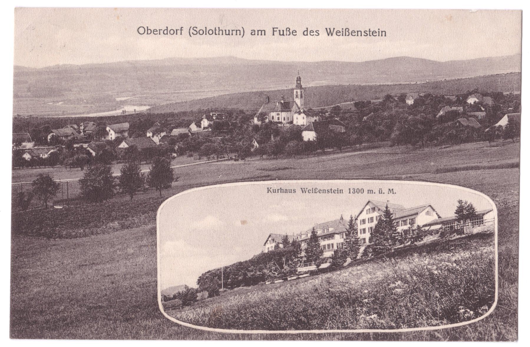 Cartes postales: AK Oberdorf SO, Weissenstein Kurhaus 2-Bild, 1925 – D'occasion à Basel par riobar