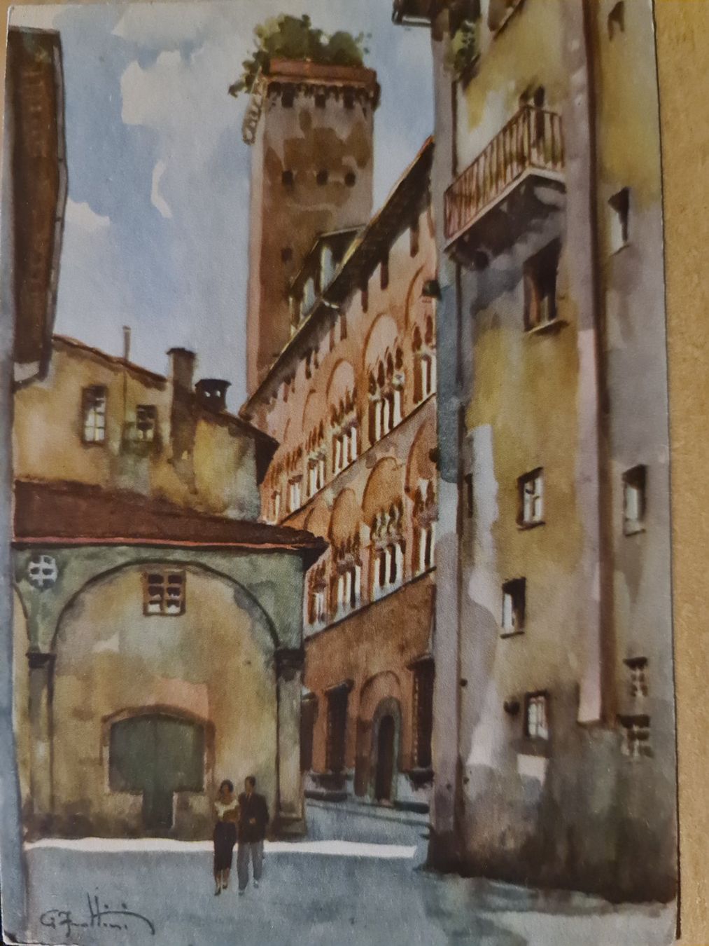 Cartoline postali: Ansichtskarte Lucca, Palast und Turm mit Baum 14. Jh. – Nuovo (secondo la descrizione) da Dintikon venduto da Vexi