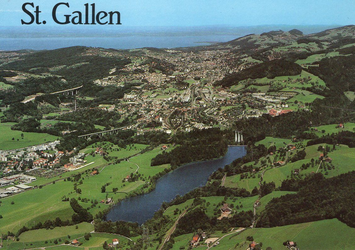 Cartoline postali: St. Gallen Gübsensee mit Stadt.1988. – Usato da St. Gallen venduto da Epu