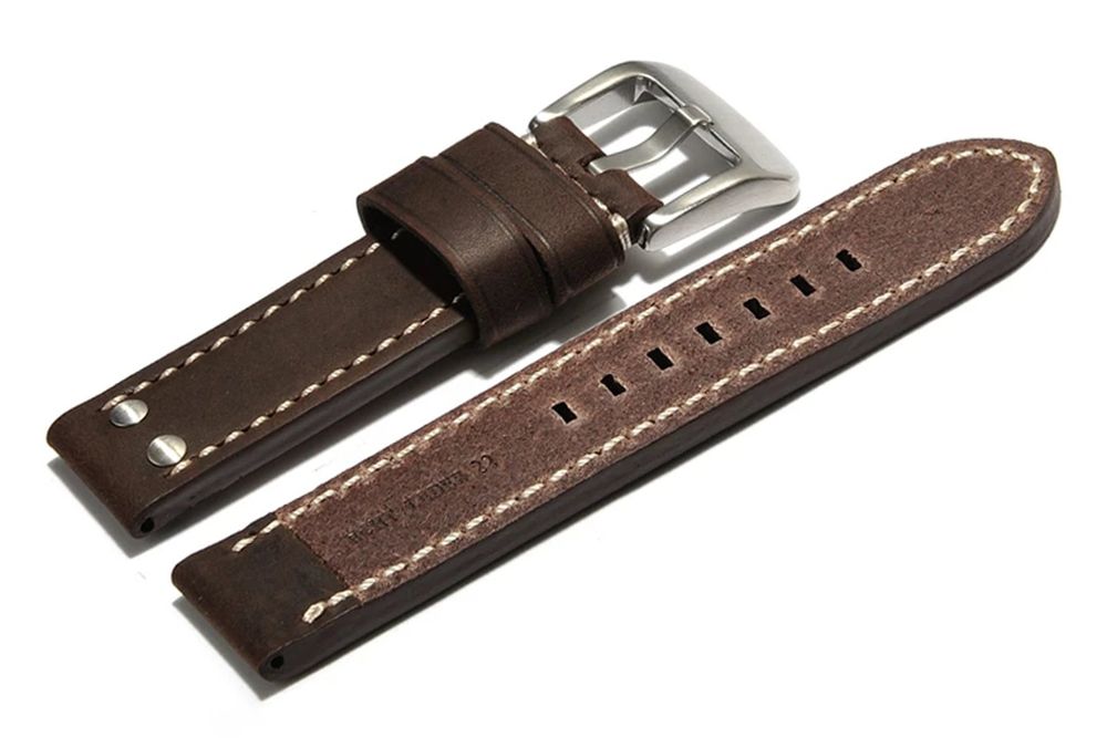 Bracciali & Braccialetti: Uhrenarmband extra stark Leder Vintage 2 Ni 24mm dunkelbraun – Nuovo e nell'imballaggio originale da Wittenbach venduto da uhrenzubehoer24 1