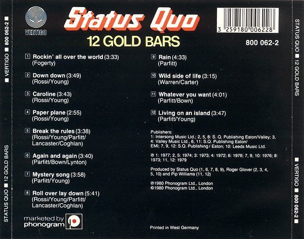 CD: CD Status Quo - 12 gold bars (1980) – Usato da Möriken AG venduto da mineralia 1
