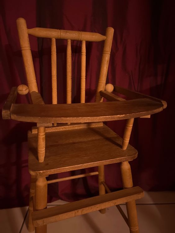 Antiker Hochstuhl, Babystuhl, Kinder-Ess-Stuhl Holz 7