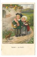 Kinder möchten Apfel Leider zu hoch ! Künstler P. Ebner 1930
