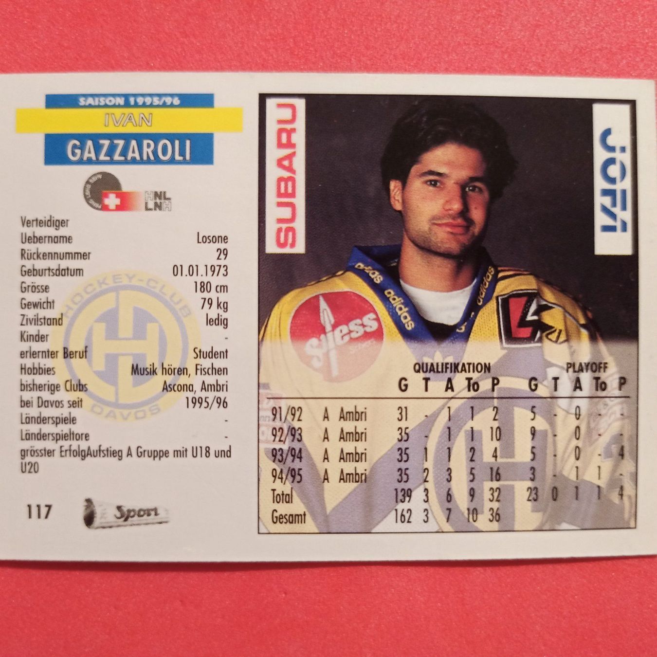 Carte collezionabili: Ivan Gazzaroli - HCD - 1995/96 – Usato da Dübendorf venduto da kb86_MOVIE 1