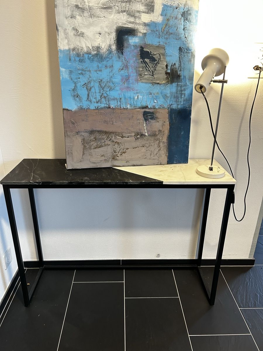 Cassettiere: Moderner Konsolentisch mit Marmorplatte, Schwarz/Weiss – Usato da Zürich venduto da lazaro.99 3