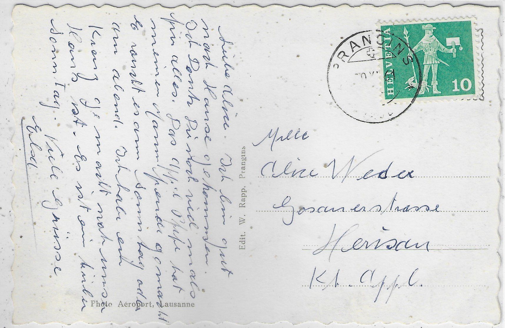 Cartoline postali: Prangins et le Mr. Blanc vu d'avion – Usato da Ettingen venduto da Kartenplanet 1
