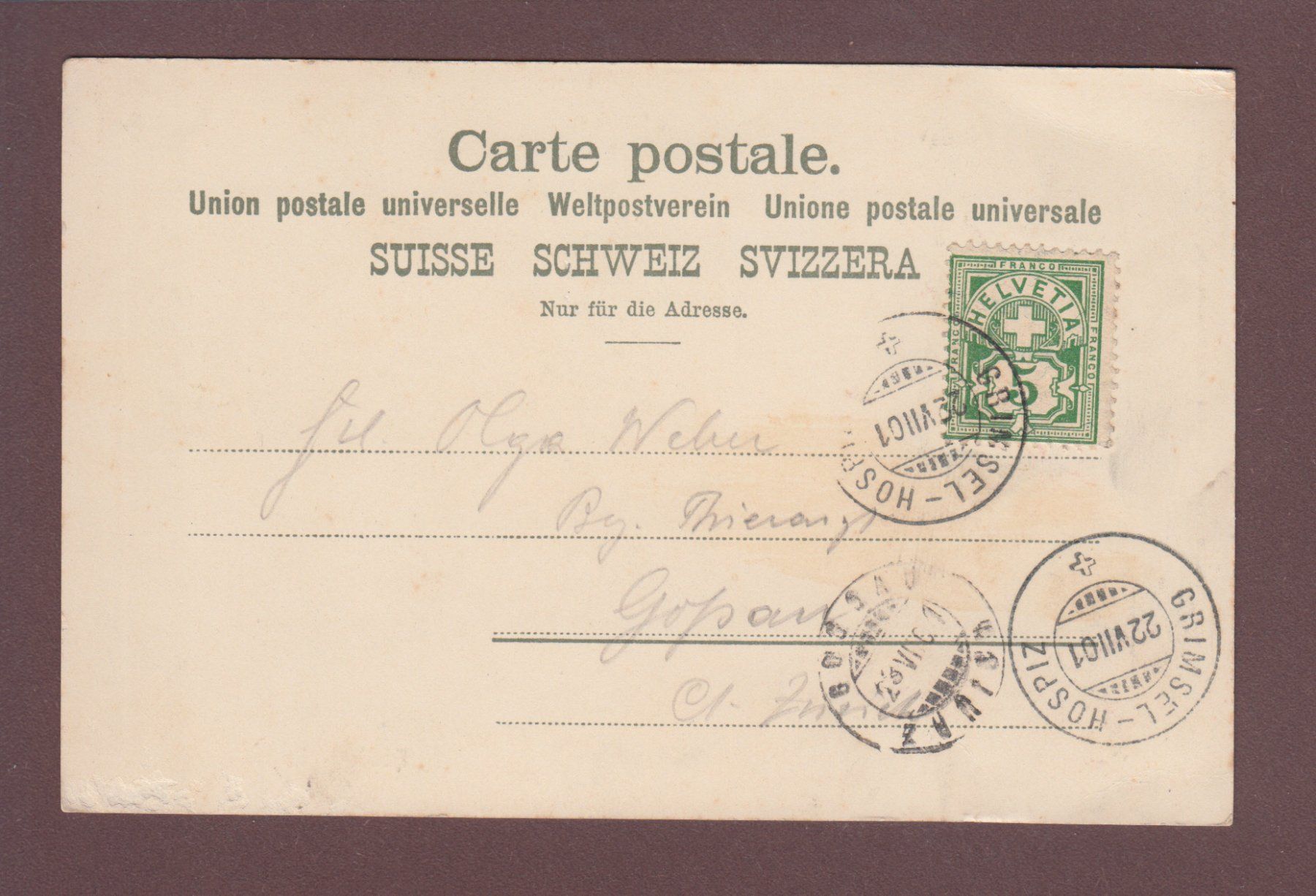 Ansichtskarten: HANDECKFALL - Blumen - 1901 – Gebraucht aus Pully von nicecards 1
