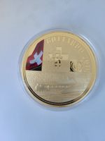 vergoldete Medaille 70 mm PP, Gottardo Basistunnel 2016