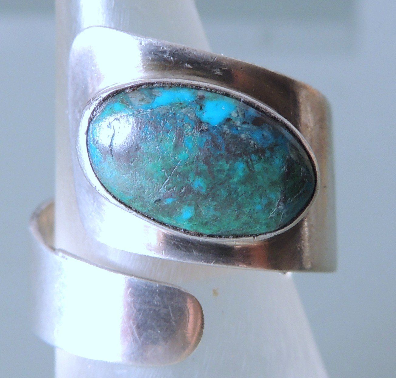 Ringe: Türkis Malachit Silber 900 Fingerring – Gebraucht aus Waldenburg von schaller707