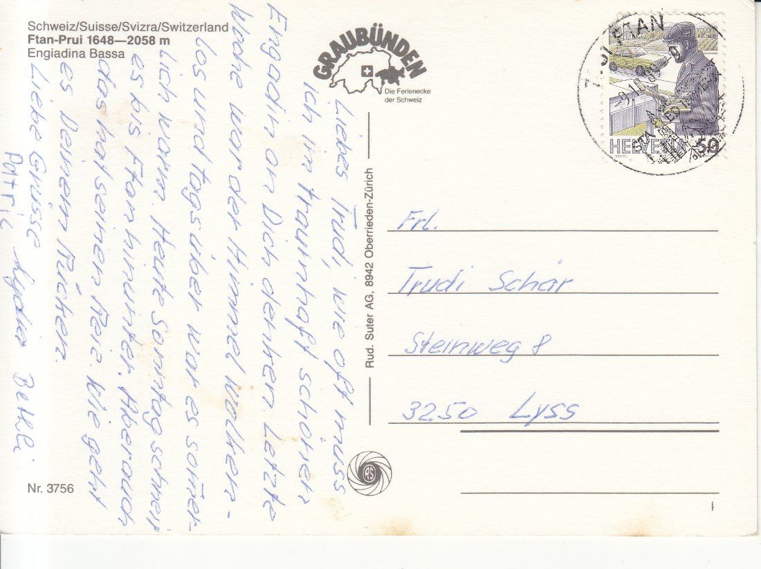 Cartoline postali: Ftan Prui 1989 – Usato da Bürglen TG venduto da StampGraf 1