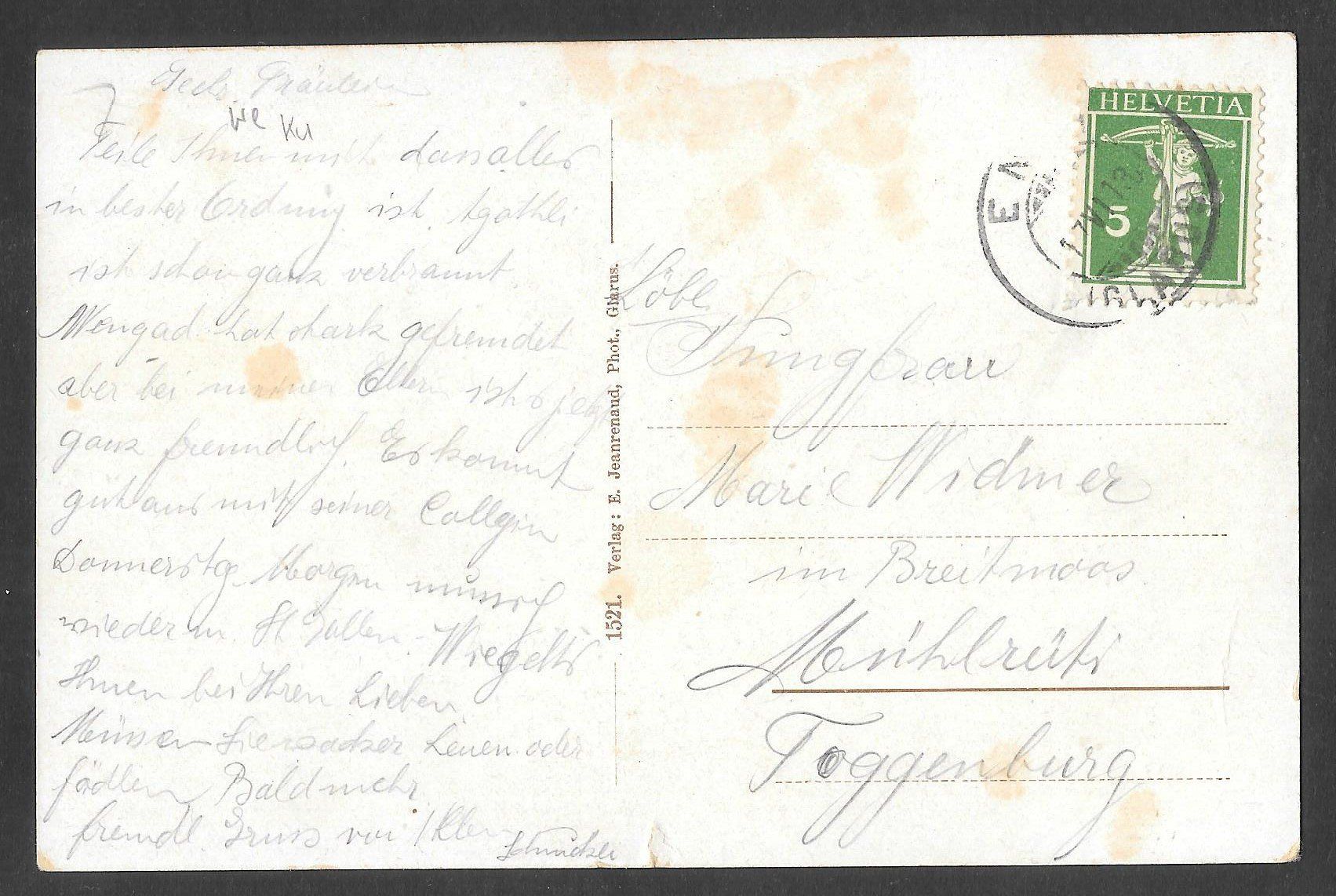 Cartoline postali: Engi Dorfansicht mit Tschingelhörner – Usato da Olten venduto da clotaldi 1