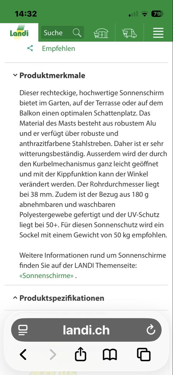 Ombrelloni: Sonnenschirm dunkles Atrazit – Nuovo (secondo la descrizione) da Wermatswil venduto da -secondchance- 1