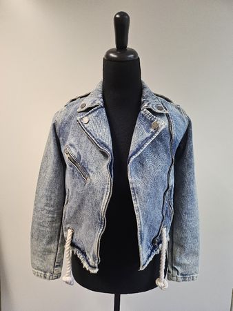 Denim Jacket Rapsodia Size xs Light Wash Motorcycle Style