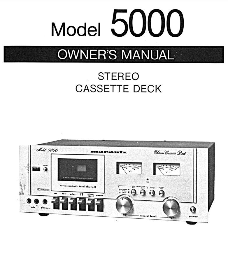Marantz Documenti: Marantz 5000 Tape Deck Manual – Usato da Madiswil venduto da miglan