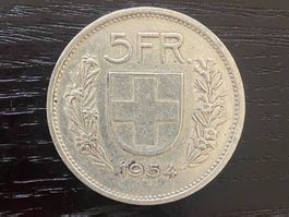 1 x 5 Franken Schweiz 1954 – zirkuliert