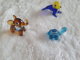 Setzkasten-Figuren: 3 kleine Glastiere