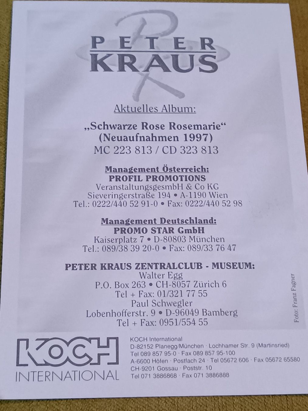 Autogramme: Peter Kraus - handsignierte AK – Gebraucht aus Menziken von Autogramme 1