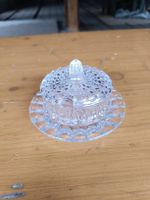 Antike Glasdose mit Deckel, Kristallglas, Vintage