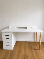 IKEA Schreibtisch mit Schubladenstock+Monitoraufsatz 