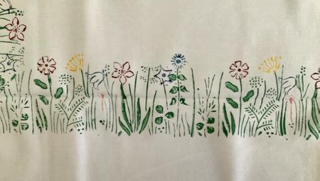 Mitteldecke mit Blumen-Druck, 75x75 cm