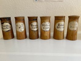 6 Apotheker Standgefässe Holz 18./19. Jhdt