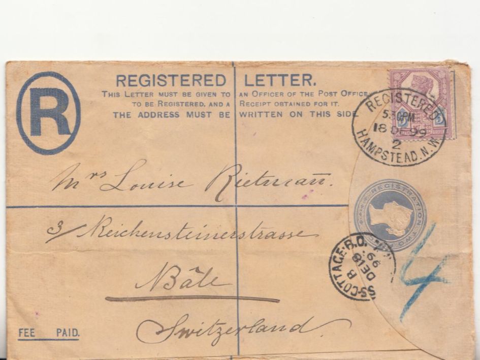 Tutti i francobolli: Registered Letter England - Basel 1899 – Usato da Bürglen TG venduto da StampGraf