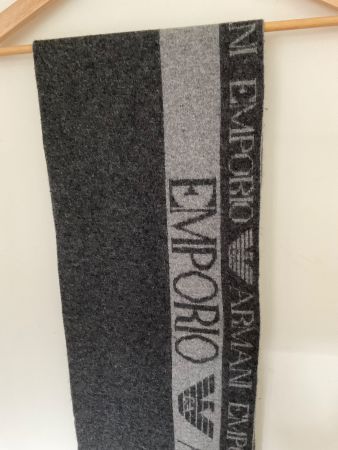 Emporio Armani Wolle Herren/Damen Schal grau 2-lagig