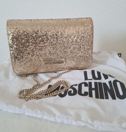 Love Moschino Gold Glitter Clutch