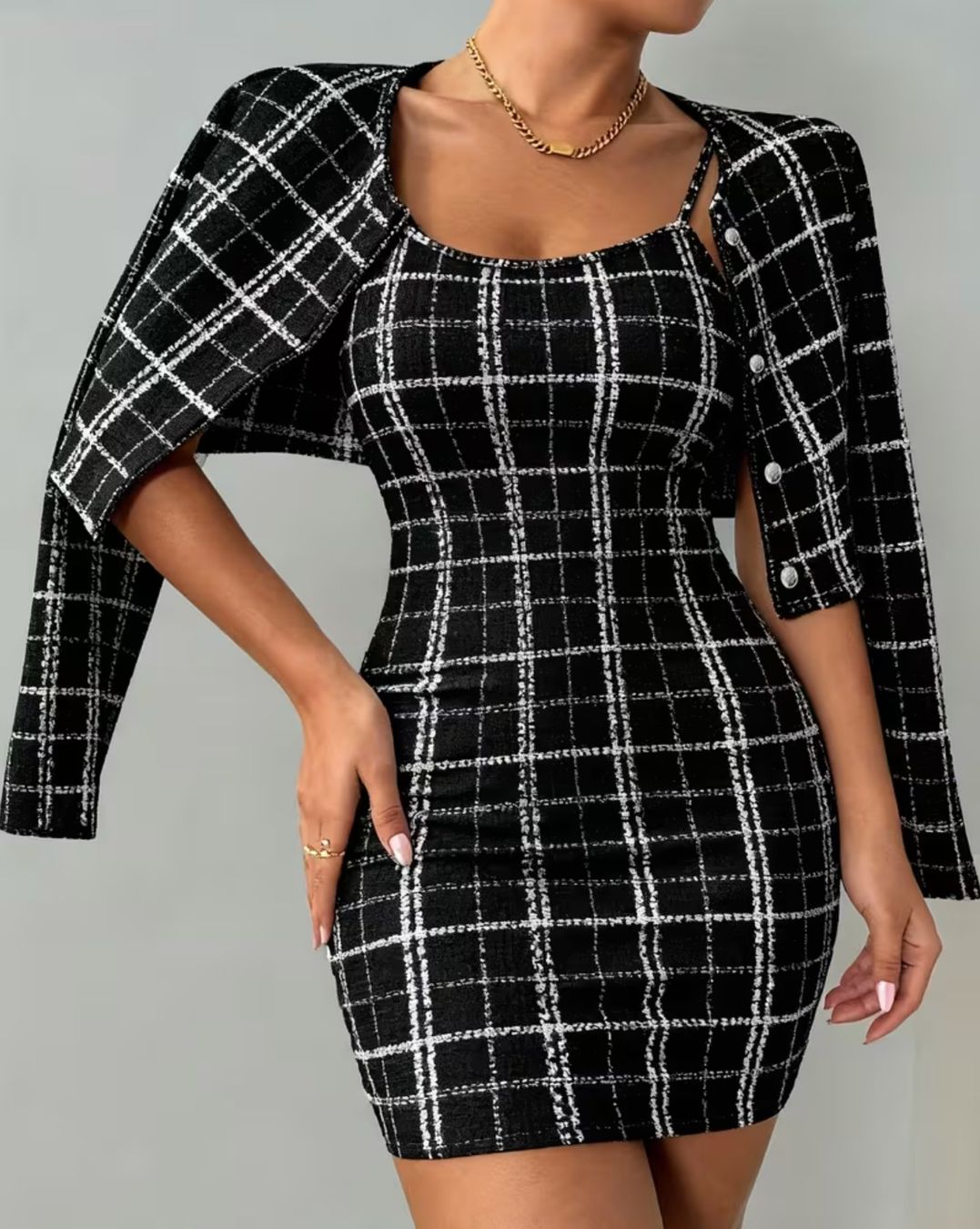 Vestiti: Kariertes Minikleid mit Kurzblazer – Nuovo e nell'imballaggio originale da Reinach BL venduto da Deinfashion 5