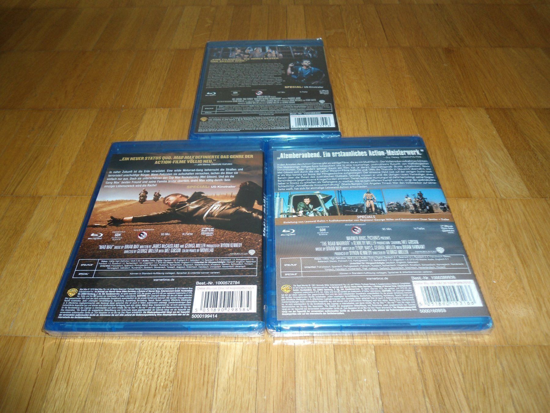 Tutti i DVDs: Mad Max 1,2 & 3 - 3 BLU-RAY-S - UNCUT – Nuovo e nell'imballaggio originale da Basel venduto da havsok 1