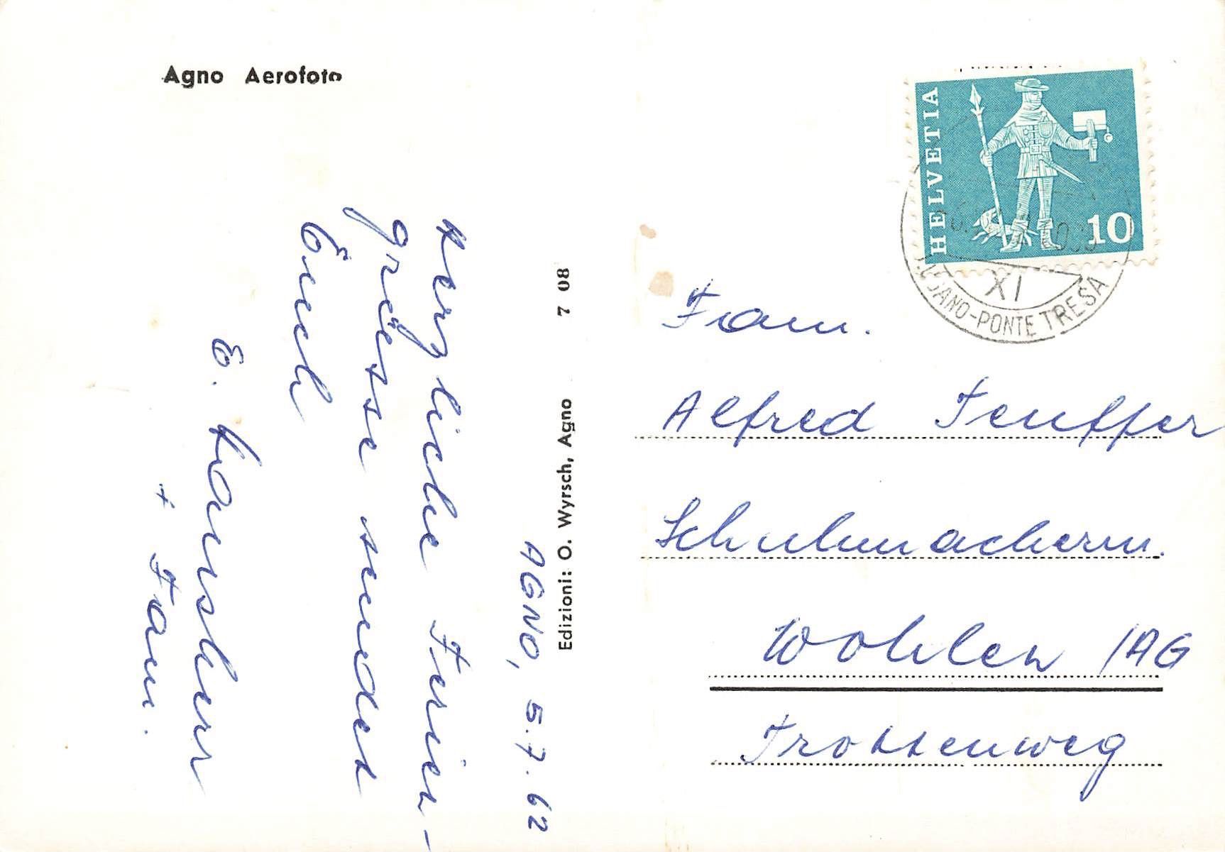 Cartoline postali: Agno (TI) – Usato da Biasca venduto da Blenio71 1