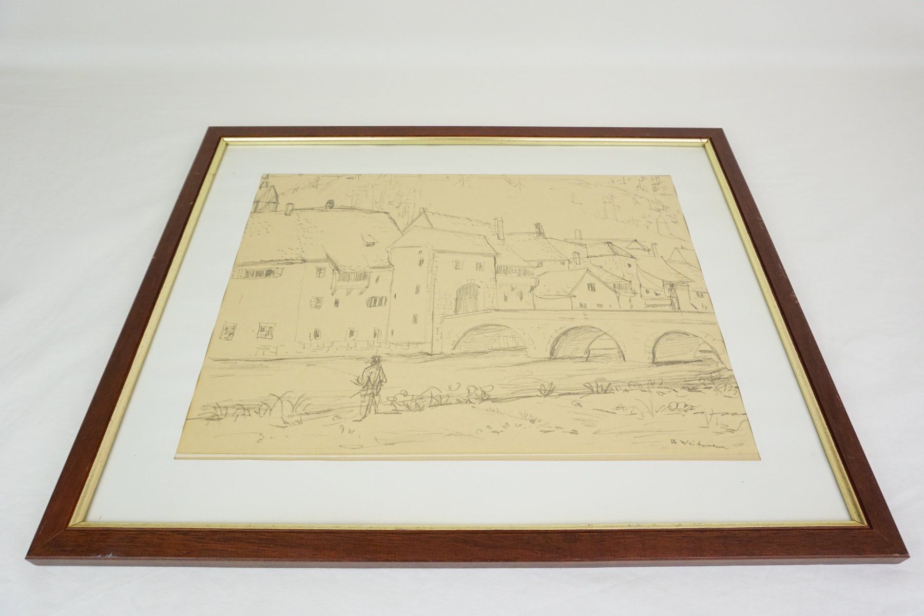 Tableaux: Bild - "Dorfeingang & Brücke"  ca. 44 x 54 cm – D'occasion à Pratteln par Restwert_Pratteln 1