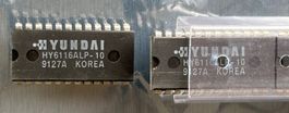7 Stück HYUNDAI HY6116ALP‑10 – 2K×8 Static RAM – DIP‑24