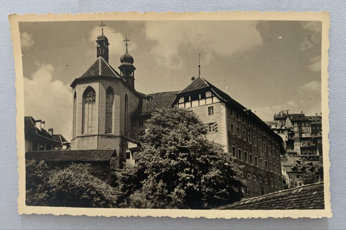 Cartoline postali: Ansichtskarten Schweiz - Auquartier Freiburg/Fribourg – Usato da Düdingen venduto da polytropon_5 2