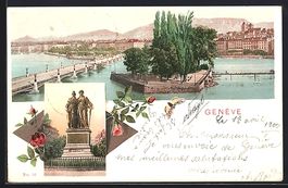 Genève, Teilansicht mit Bäumen, Denkma