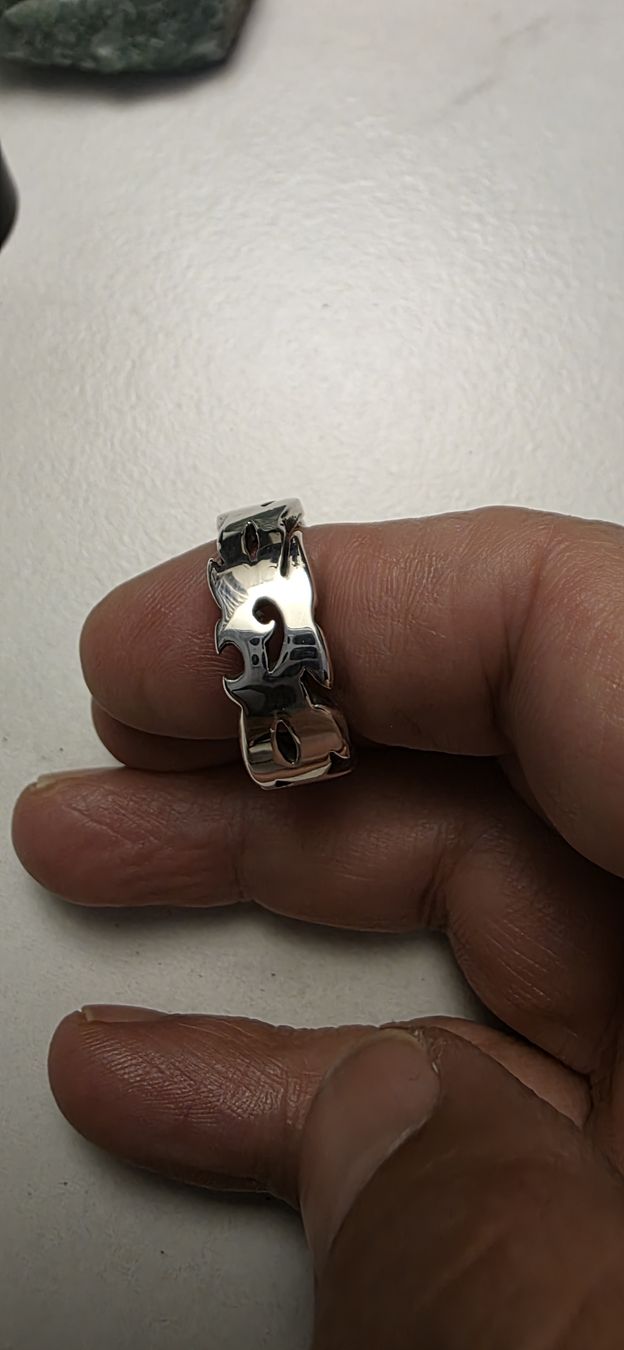 Ringe: Sterling Silberring mit coolem Muster / Tribal massiv – Neu (gemäss Beschreibung) aus Fislisbach von Eye-Arts 7