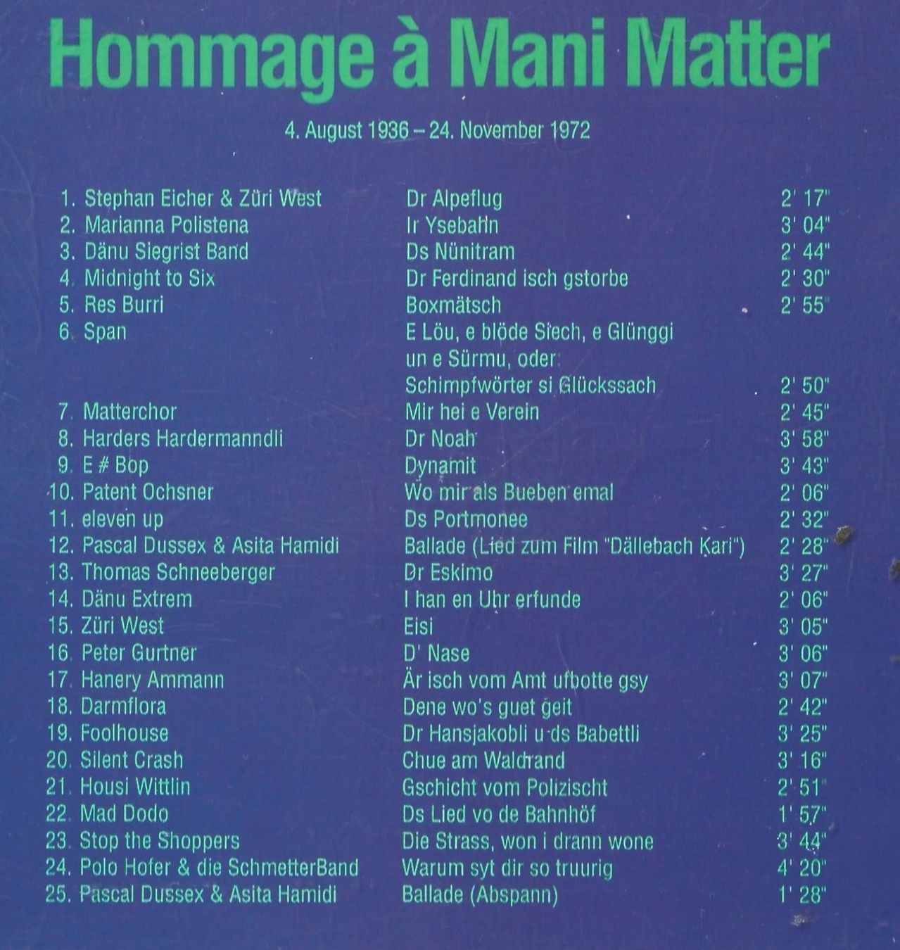 CDs: MATTER ROCK -Hommage an Mani Matter- – Gebraucht aus Reinach BL von studii100 1