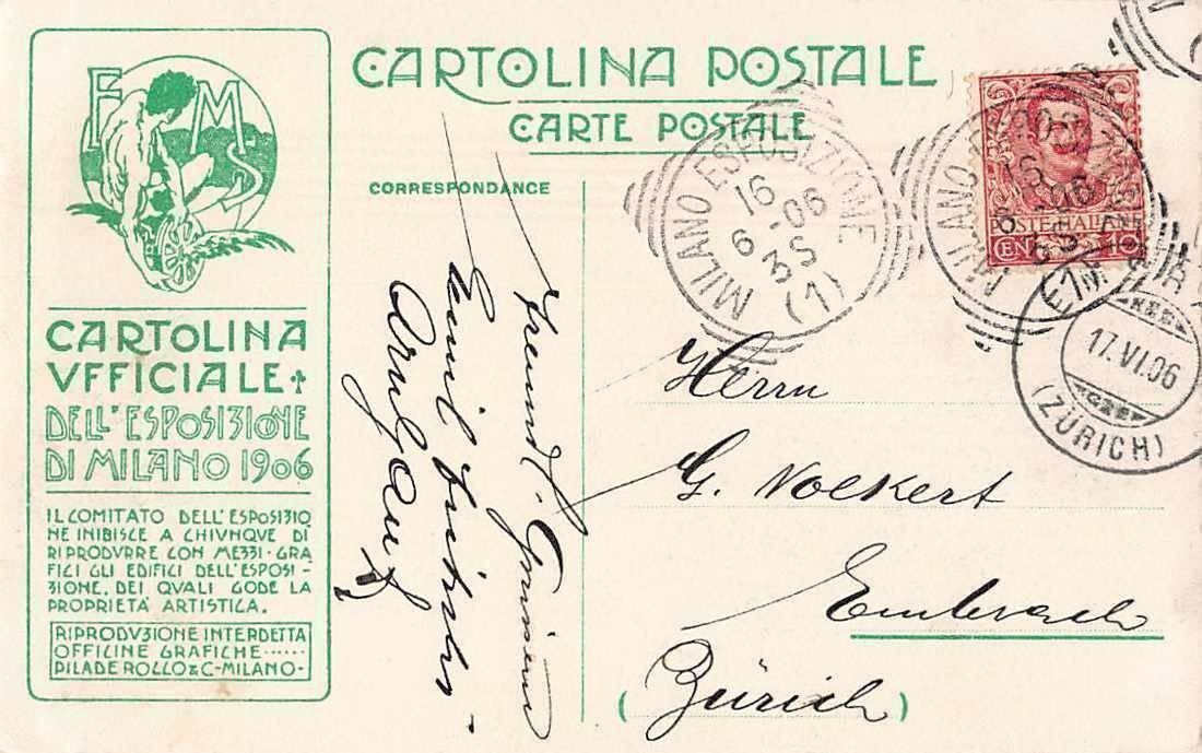 Ansichtskarten: CARTOLINA UFFICIALE 1906 – Gebraucht aus Winterthur von SchatzchischtliWinti 1