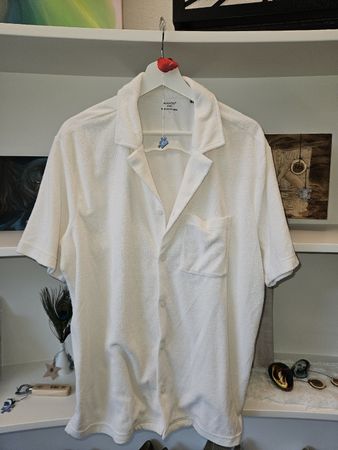 Herren "Frottee" Hemd Manor weiss Kurzarm Grösse L 