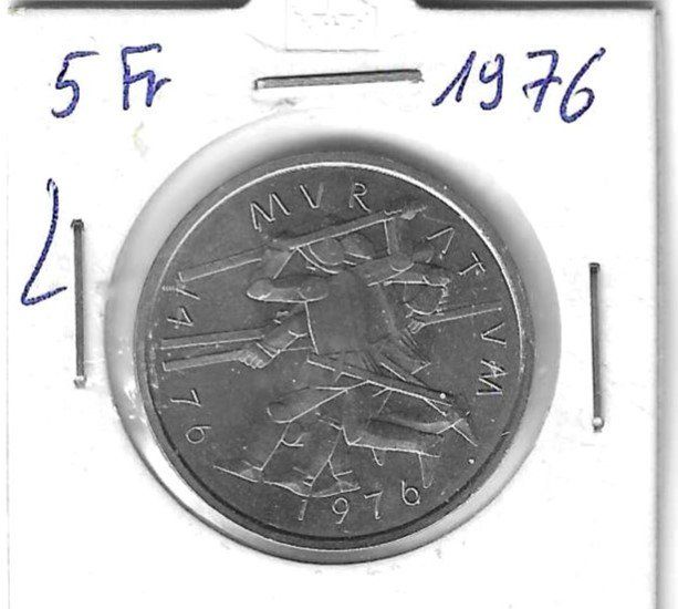 Tutti le monete: Monnaie Suisse: 5 Fr 1976 – Usato da Muraz (Collombey) venduto da Resine