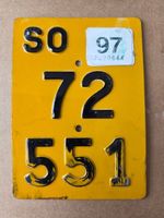 Velonummer SO 97 gelb Mofanummer Plaque Mofa