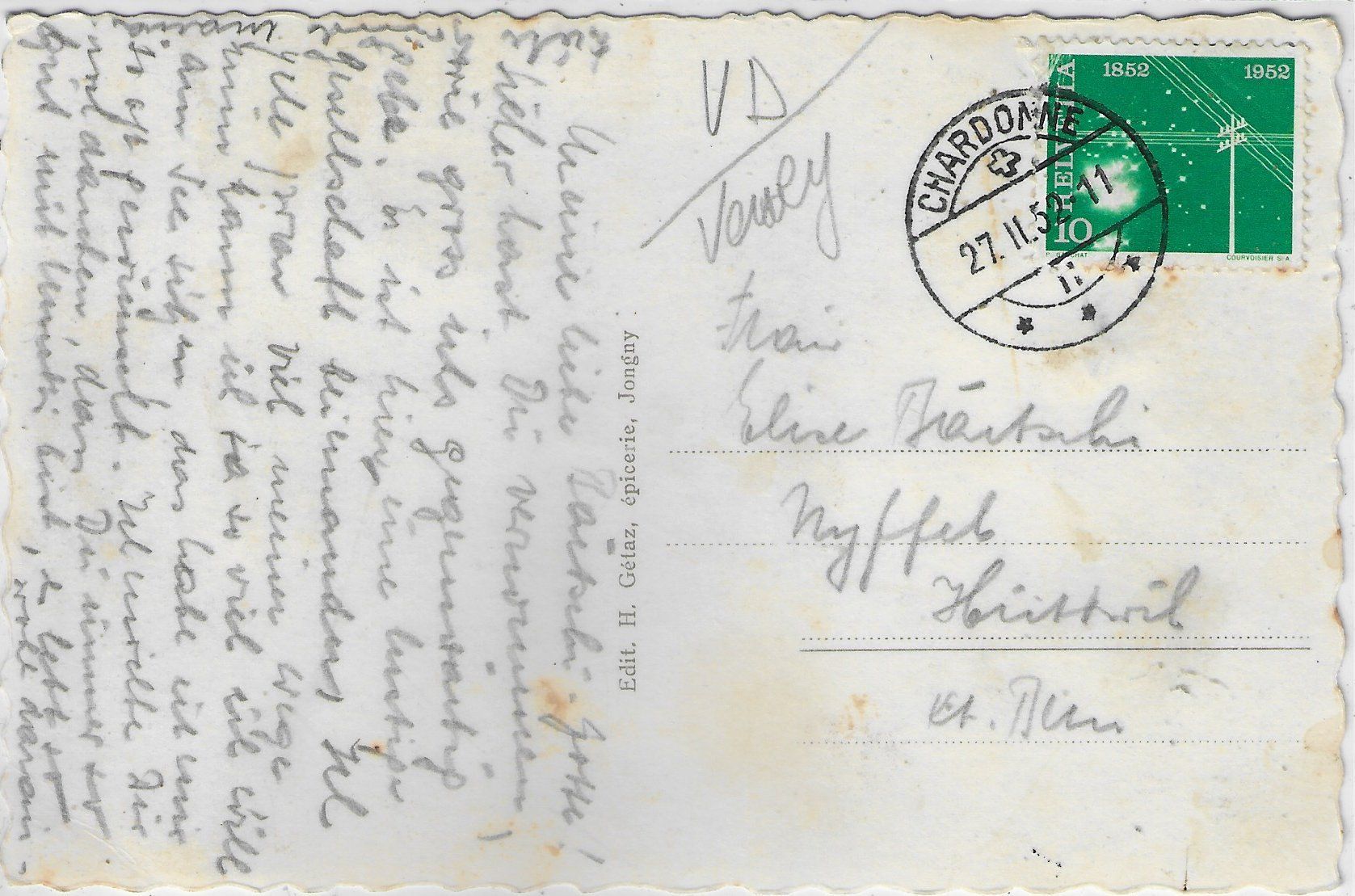 Cartoline postali: Jongny - Vue generale – Usato da Ettingen venduto da Kartenplanet 1