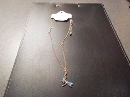 Kette goldfarbig, Libelle, farbig
