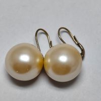 Grandes boucles d'oreilles vintage argent 925 doré perles A1