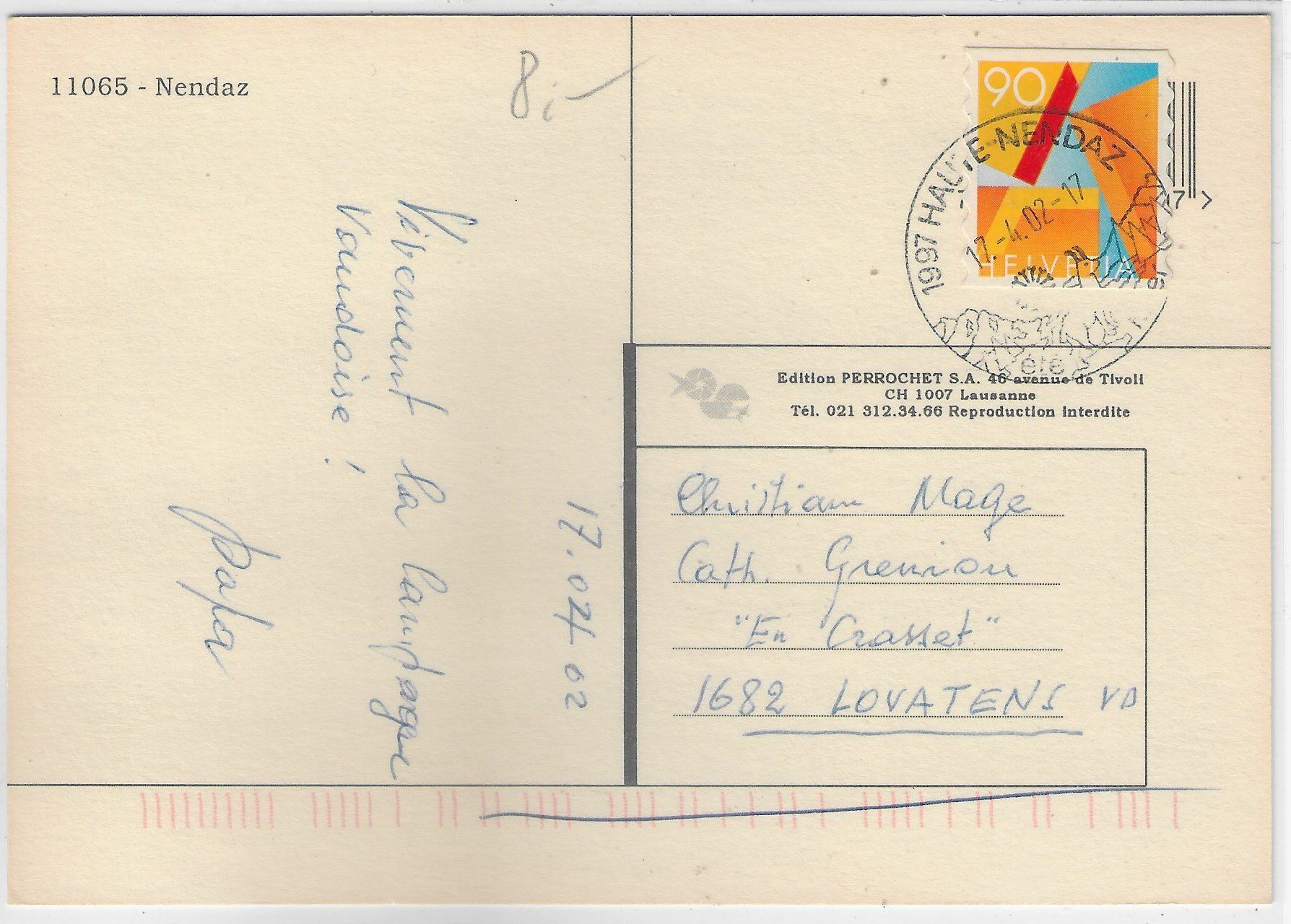 Cartoline postali: Nendaz - Vue generale – Usato da Ettingen venduto da Kartenplanet 1