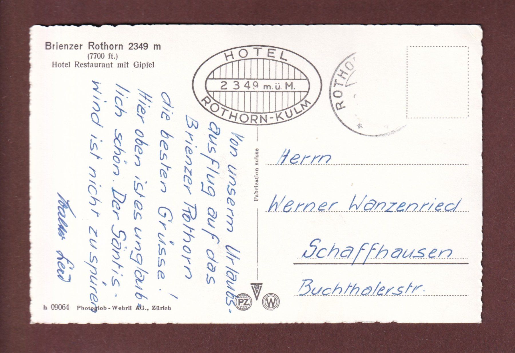 Cartes postales: Hotel ROTHORN-KULM – D'occasion à Pully par nicecards-shop 1