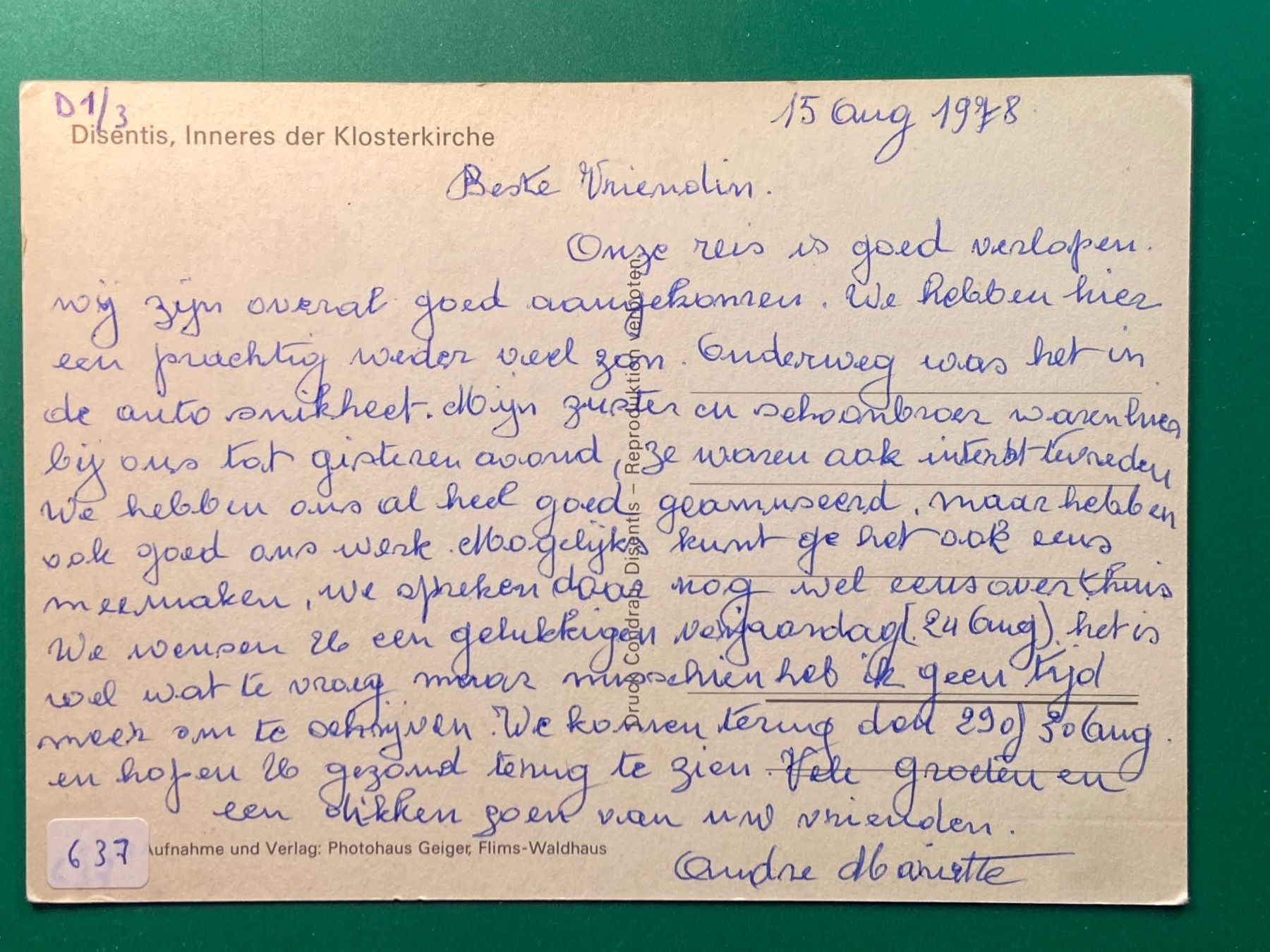 Cartoline postali: Disentis - Inneres der Klosterkirche – Usato da Steg VS venduto da _vinci_ 1