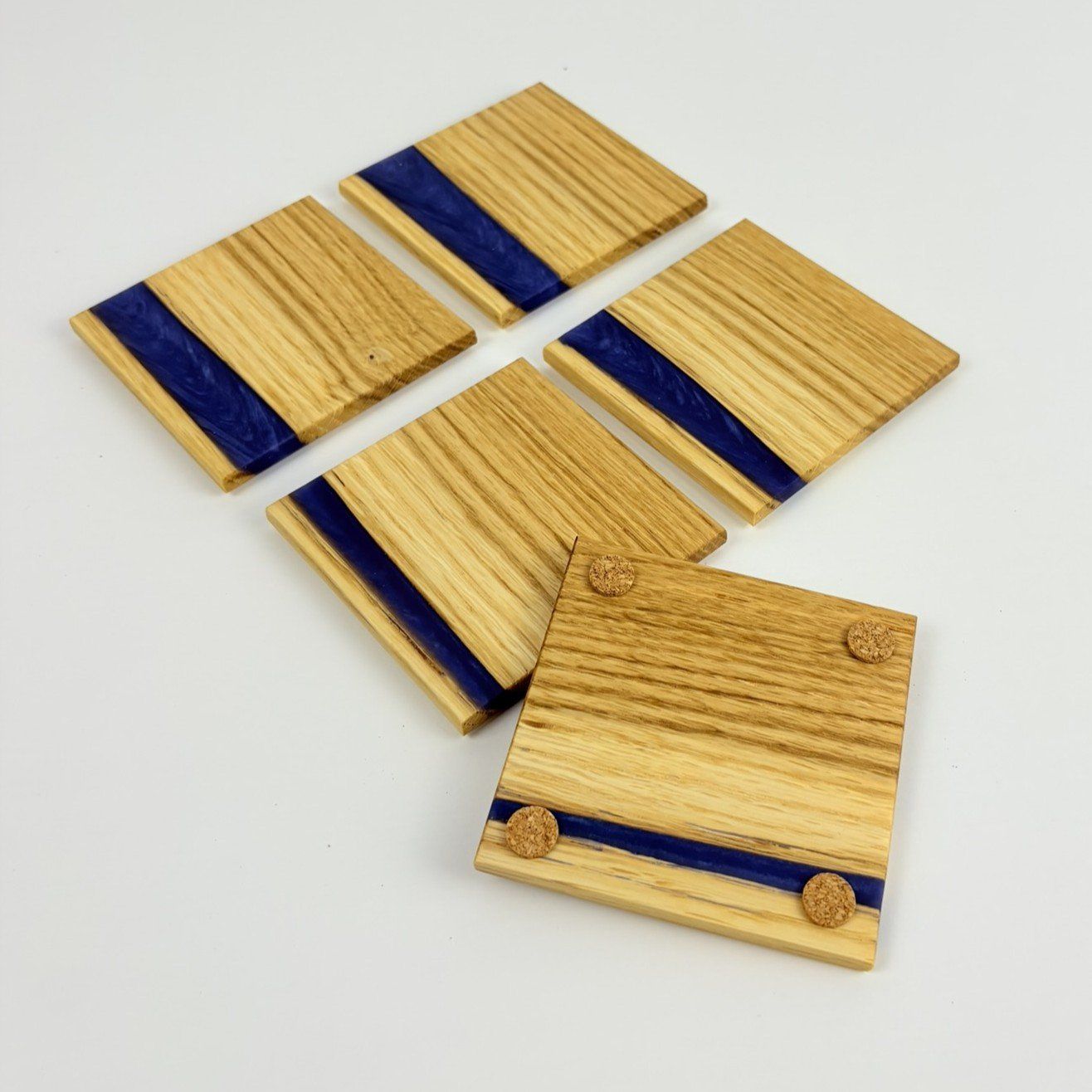 Sottobicchieri: 5-er Set Moderne Glas Untersetzer aus Epoxy und Eiche – Nuovo (secondo la descrizione) da Zwillikon venduto da EichenlaubWoodwork 5